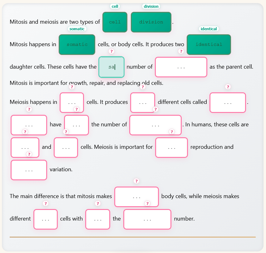 QuizMaster fill-in-the-blanks mode